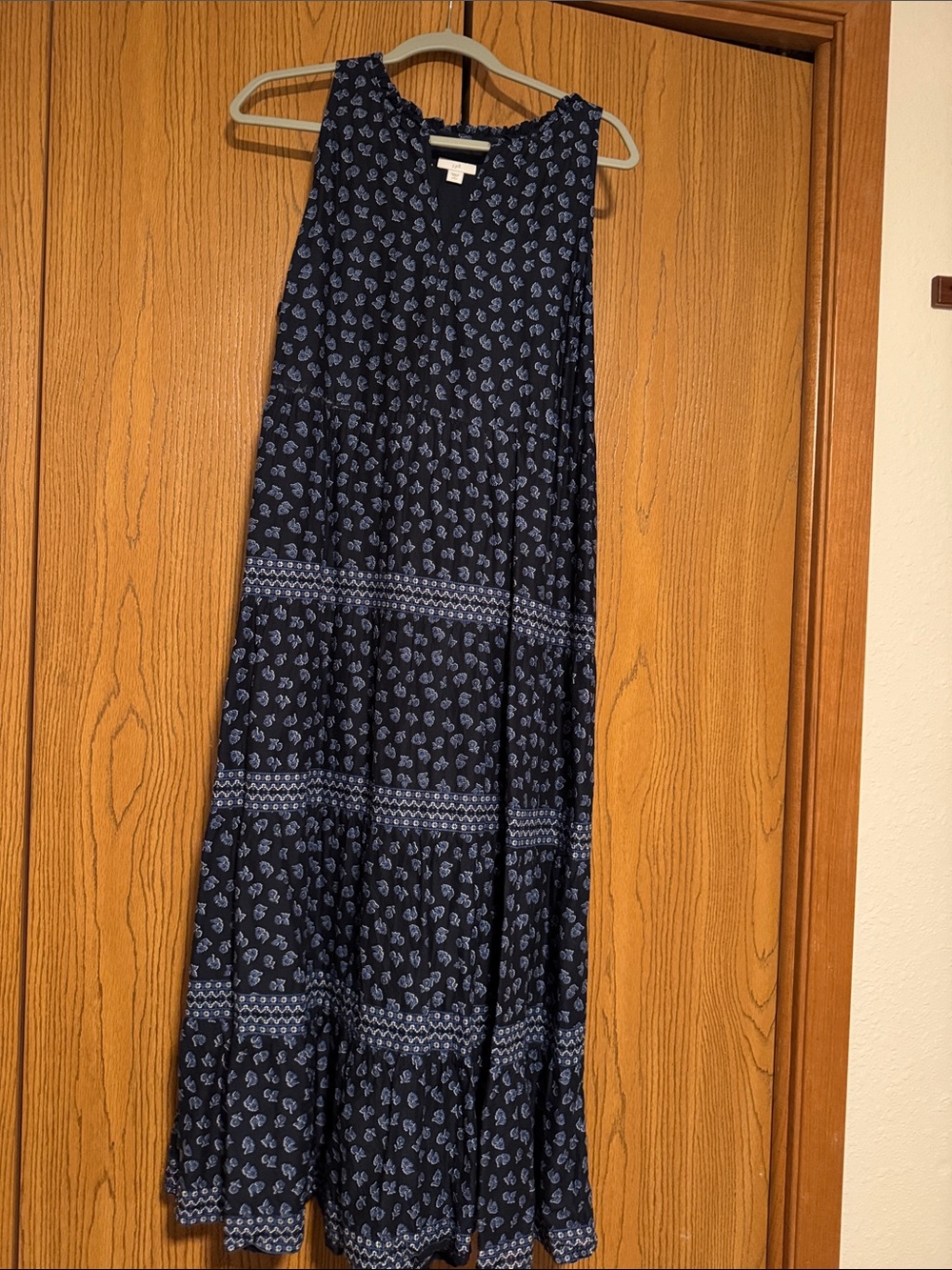 J. Jill Navy Paisley Tiered Maxi Skirt